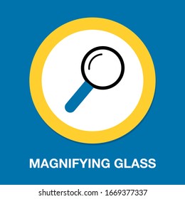 Magnifying glass or search icon, flat vector graphic on isolated background