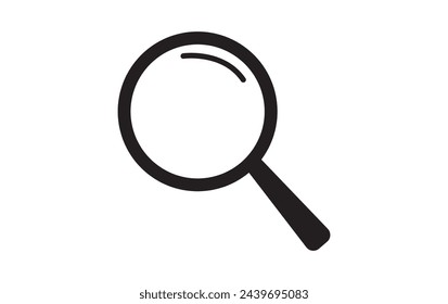 Icono de lupa o de búsqueda, gráfico vectorial plano sobre fondo aislado.