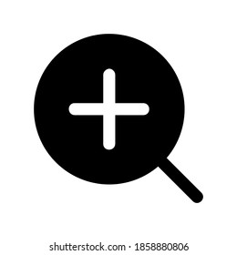 Magnifying glass or search icon glyph, flat vector graphic on isolated background.