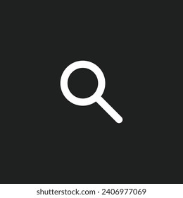 Magnifying glass or search icon on black backgrond