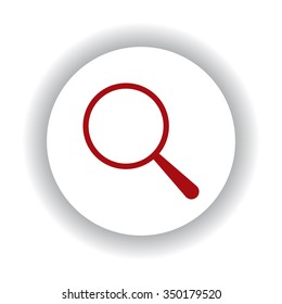 Magnifying glass. Search icon, red isolated white background