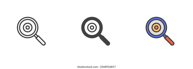 Magnifying glass, search icon. Research line and glyph version, outline and filled vector sign. linear and full pictogram. Symbol, logo illustration. Different style icons set