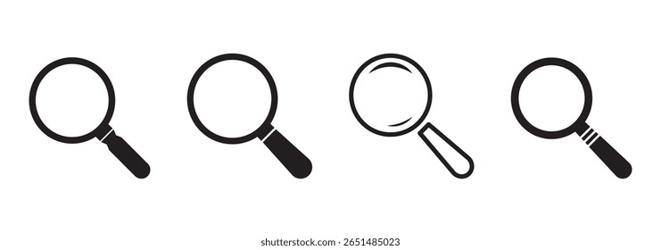 Magnifying glass or search icon set, search icon vector, Search Icon Symbol. Magnifier Element In Trendy Style. magnifying glass search icon, magnifying Icons vector