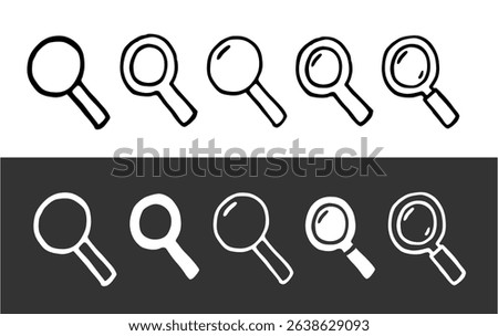 Magnifying Glass Search Icon Variations Handdrawn Ink 