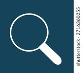 Magnifying Glass Search Icon Vector - Zoom Find Explore Symbol White Dark Teal Blue Web Interface UI Button Navigation Lens Tool Simple Minimalist Flat Design Graphic Element Clipart Digital Application