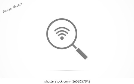 Magnifying glass or search icon Wi-Fi, flat vector graphic on isolated background. Wi-Fi Magnifying glass icon, vector magnifier for loupe sign 