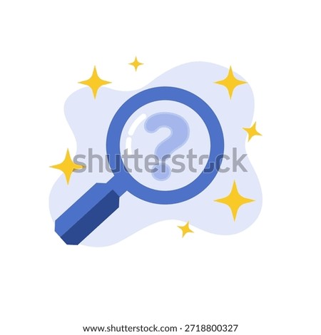 Magnifying glass search for question mark icon symbol finding answers flat design vector illustration empty state ui