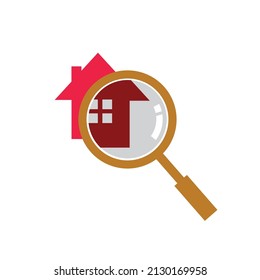 Magnifying glass searching house illustration in vector