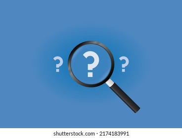 Magnifying Glass Searching for Question Mark Icon, Suitable for Human Resource, Positive Thinking, and Management Concept.