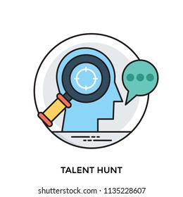 
Magnifying glass searching through brain of human avatar describing talent hunt icon in an amazing way
