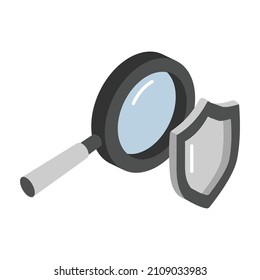 Lámpara de aumento con signo de búsqueda Escudo de seguridad