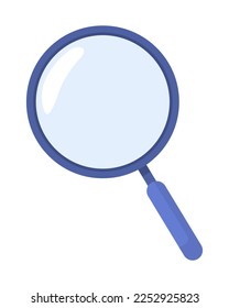 Magnifying glass semi flat color vector element. Reading magnifier. Glass lens. Editable item. Full sized object on white. Simple cartoon style illustration for web graphic design and animation