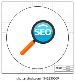 Magnifying glass with Seo icon