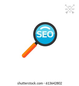 Magnifying glass with seo icon