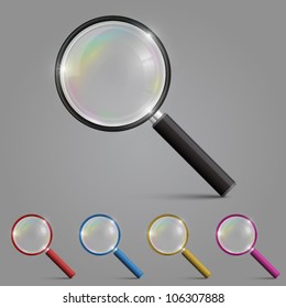 Magnifying glass set color, Magnifying icon sign, Vector illustration