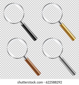 Magnifying Glass Set Gradient Mesh, Vector Illustration