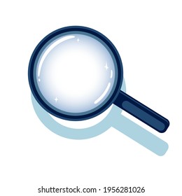 Magnifying glass with a shadow. Vector illustration isolated on white.