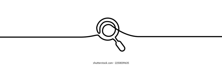 Magnifying Glass shape drawing by continuos line, thin line design vector illustration