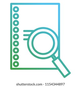 magnifying glass and sheet notebook
