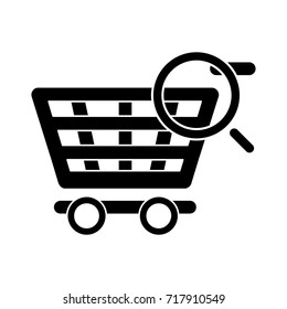 magnifying glass shopping cart icon