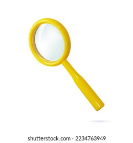 Magnifying glass as sign for search, zoom, enlarge, find and . Consept for research, analysis, science education, discovery. Cartoon clay vector illustration isolated on white background.