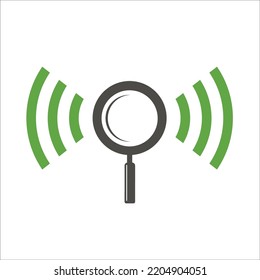 magnifying glass with signal wifi