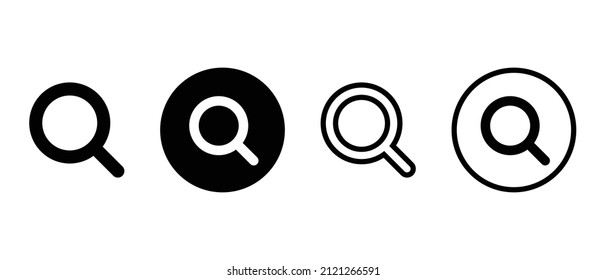 Magnifying glass silhouette icon set. Vector.