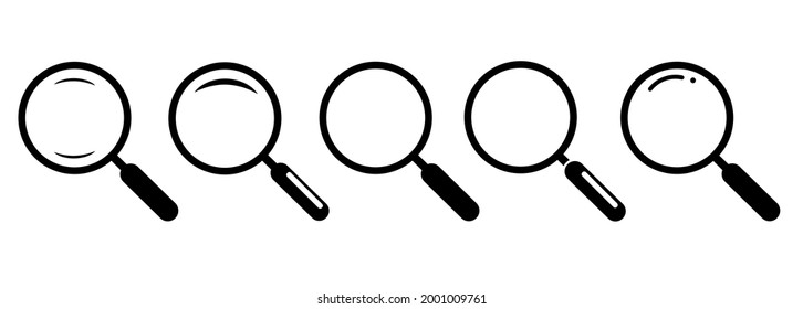 Colección de iconos simple de cristal de aumento. Juego de iconos de búsqueda. Vector	