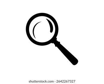 Magnifying Glass, simple silhouette of a magnifying glass, perfect for use in logos, websites, or presentations, clean, vector graphic of a magnifying glass, icon, silhouette, simple, modern, logo.