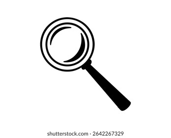 Magnifying Glass, simple silhouette of a magnifying glass, perfect for use in logos, websites, or presentations, clean, vector graphic of a magnifying glass, icon, silhouette, simple, modern, logo.