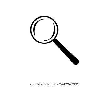 Magnifying Glass, simple silhouette of a magnifying glass, perfect for use in logos, websites, or presentations, clean, vector graphic of a magnifying glass, icon, silhouette, simple, modern, logo.