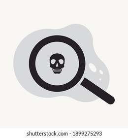 Magnifying glass and skull icon vector illustration