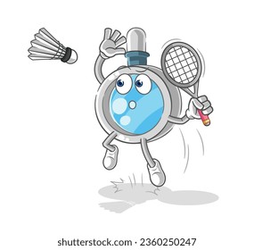 the magnifying glass smash at badminton cartoon. cartoon mascot vector