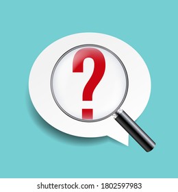 Magnifying Glass And Speech Bubble Mint background With Gradient Mesh, Vector Illustration