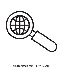 magnifying glass with sphere browser line style icon vector illustration design