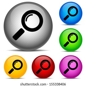 Magnifying Glass Sphere Icons Stock Vector