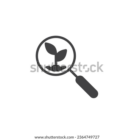 Magnifying glass and sprout vector icon. filled flat sign for mobile concept and web design. Agricultural research glyph icon. Symbol, logo illustration. Vector graphics