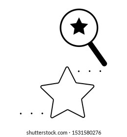 Magnifying glass. Star line icon. Set icons