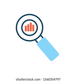 magnifying glass with statistics bars vector illustration design