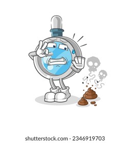 the magnifying glass with stinky waste illustration. character vector