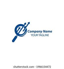 Magnifying Glass Stock Exchange Finance Icon Vector Logo Template Illustration Design. Vector EPS 10.