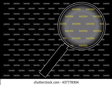 Magnifying glass with success word