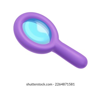 Magnifying glass symbol of search and discovery, exploration and looking for objects. Isolated realistic icon of instrument. 3d style vector illustration