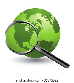 A magnifying glass takes a closer look at the earth