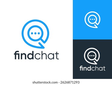 magnifying glass and talk logo. find chat bubble communication connection vector design concept