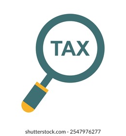 Magnifying glass and tax isolated on transparent background. Minimalist vector illustration.