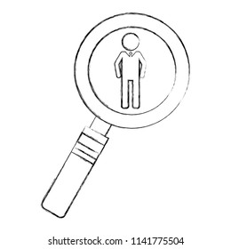 magnifying glass team work silhouettes icon