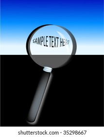 magnifying glass with text