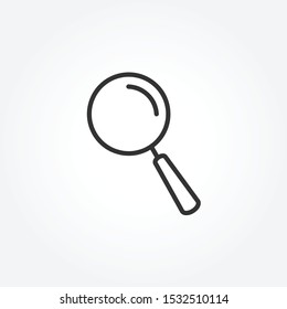 Magnifying glass thin line icon. Loupe, magnifier - research symbol with editable stroke. Search sign - vector illustration. 