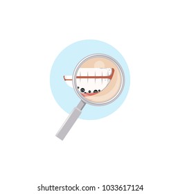 magnifying glass tooth vector icon